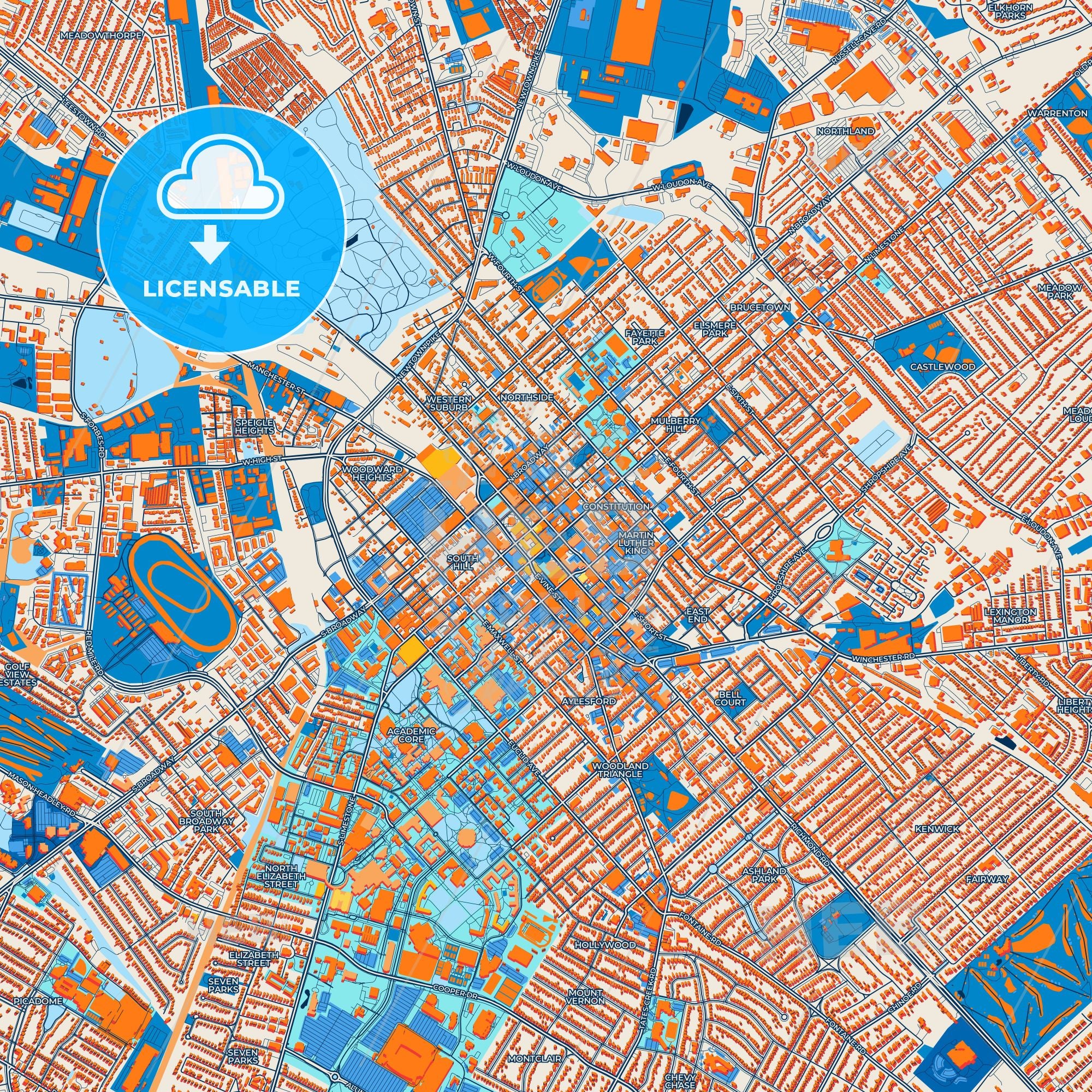 Colorful Lexington Street Map - Digital Download – HEBSTREITS