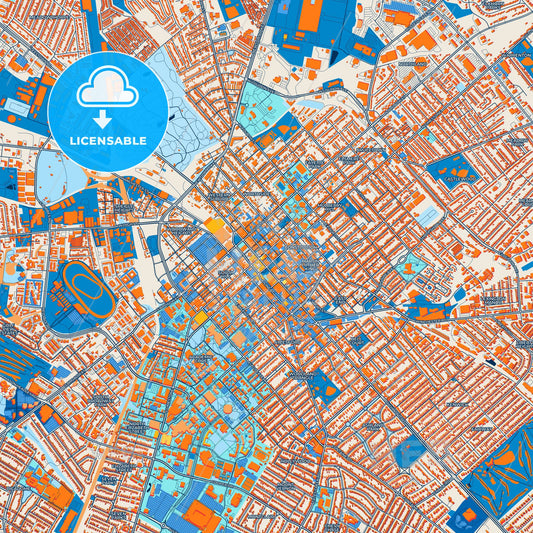 Colorful Lexington Street Map with Labels and Buildings
