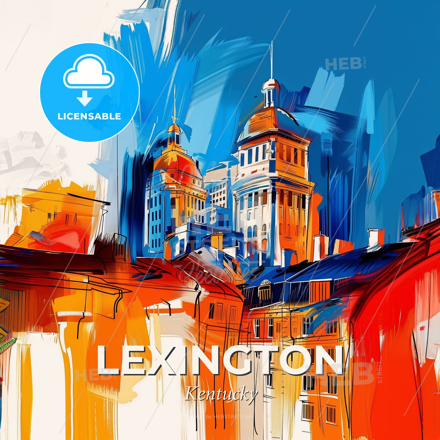 Vibrant Lexington, Kentucky - A Painting Of A City - Square format print template