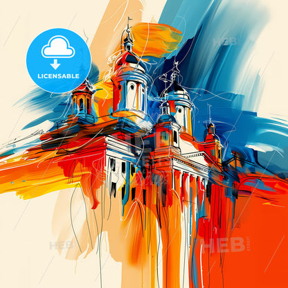 Vibrant Lexington, Kentucky - A Painting Of A Building With Towers And Spires