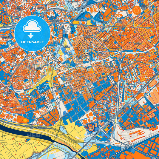 Colorful L Hospitalet de Llobregat Street Map with Labels and Buildings