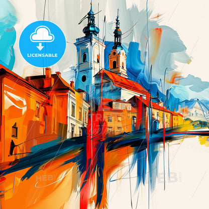 Vibrant Liberec, Czechia - A Painting Of A Building