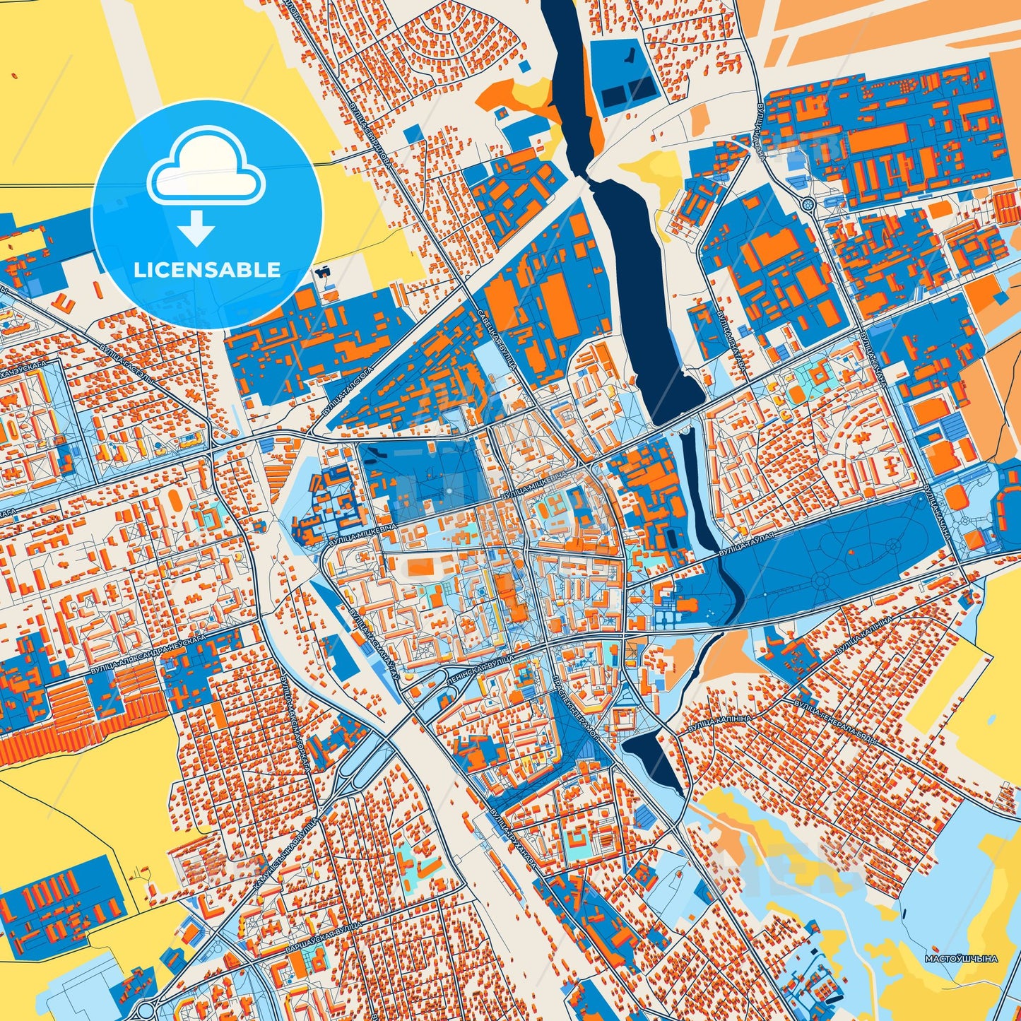 Colorful Lida Street Map with Labels and Buildings