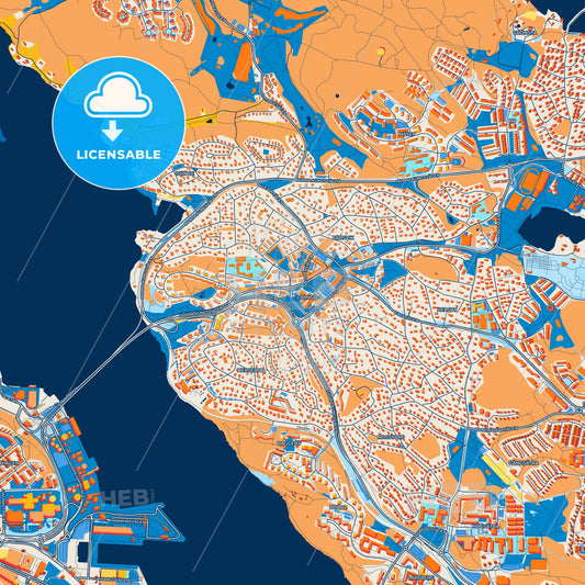 Colorful Lidingö Street Map with Labels and Buildings