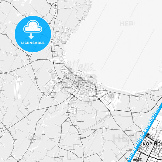 Lidköping, Sweden light map with streetnames, citynames and districts