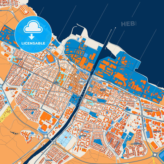 Colorful Lidköping Street Map with Labels and Buildings