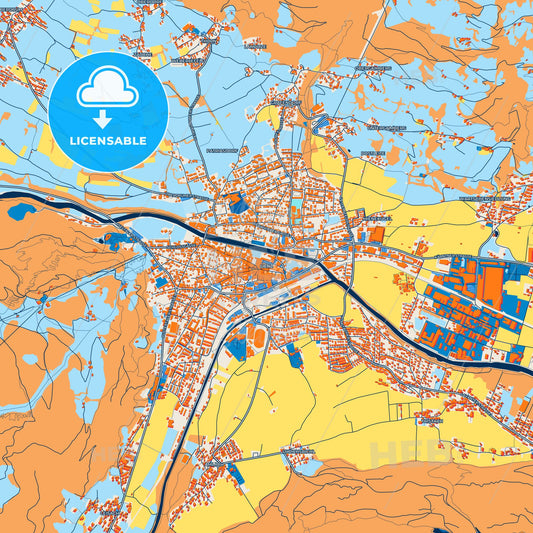 Colorful Lienz Street Map with Labels and Buildings