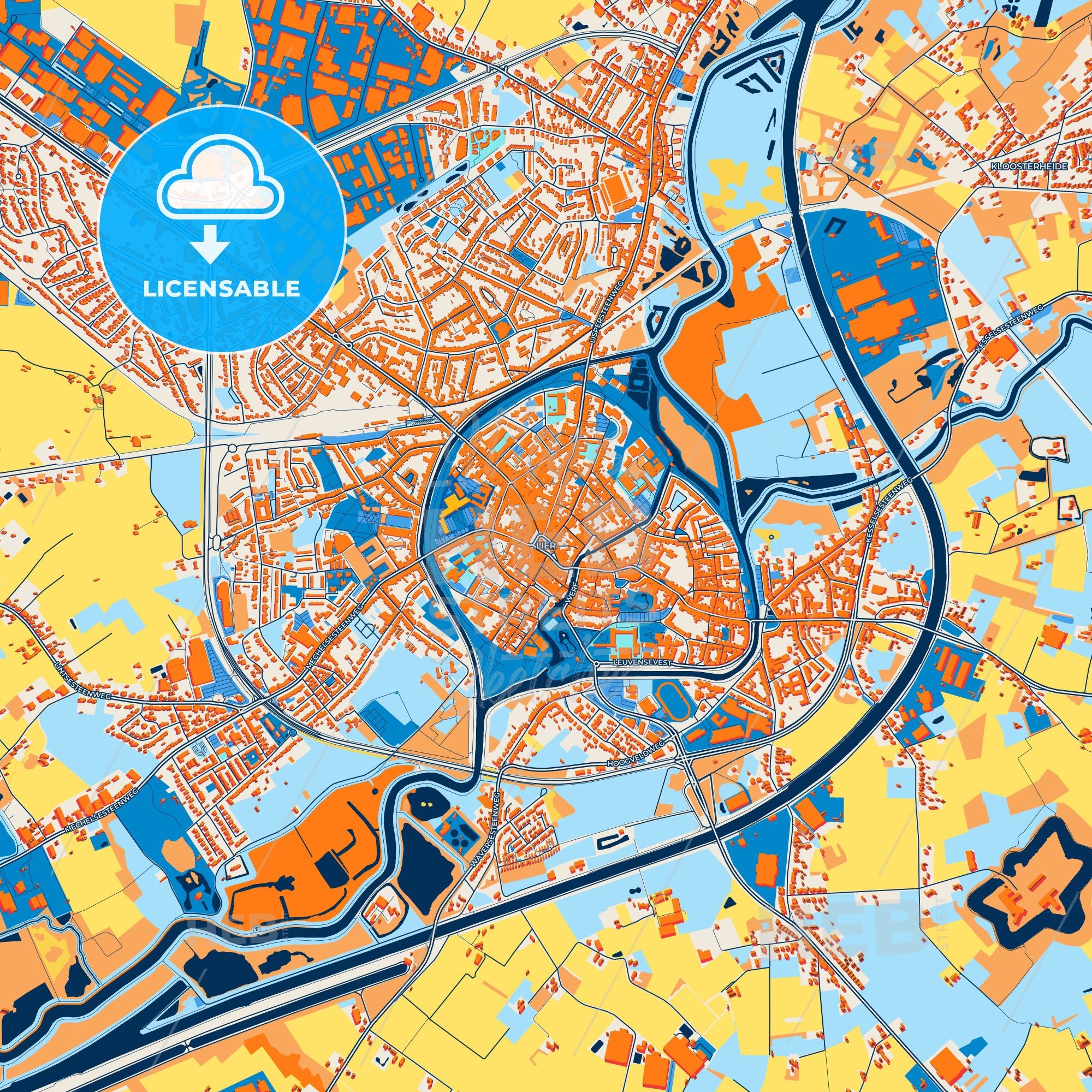 Lier Postcode Colorful Lier Street Map - Digital Download – HEBSTREITS
