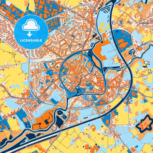 Colorful Lier Street Map with Labels and Buildings