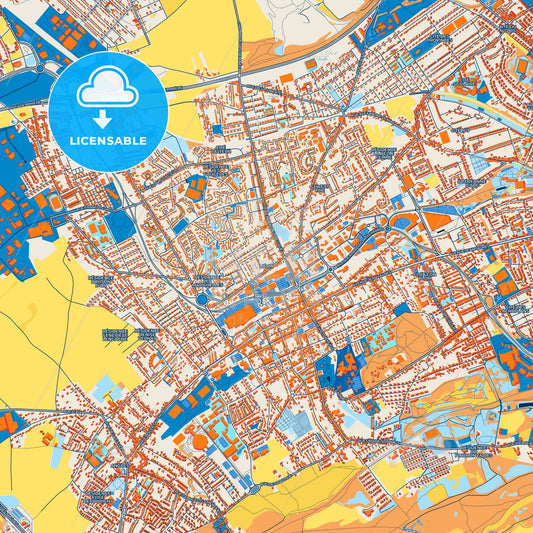 Colorful Liévin Street Map with Labels and Buildings