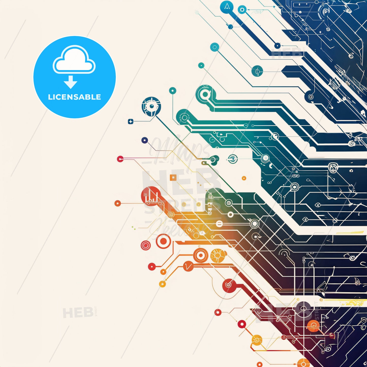 light circuit illustration as a background for a book cover about AI - A computer circuit board with many small circles and symbols