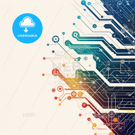 light circuit illustration as a background for a book cover about AI - A computer circuit board with many small circles and symbols