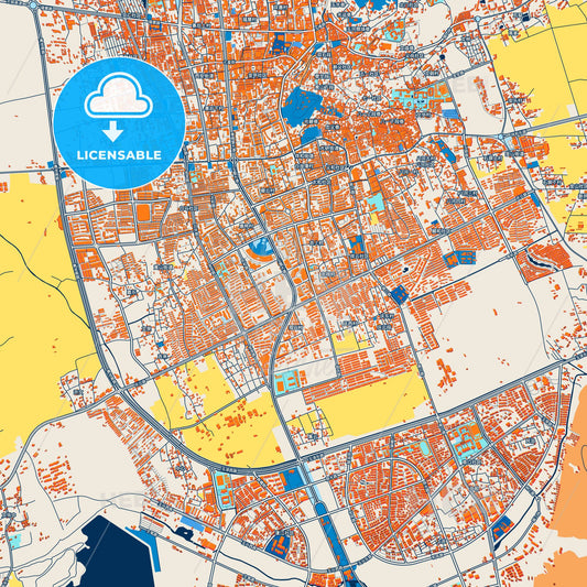 Colorful Lijiang Street Map with Labels and Buildings