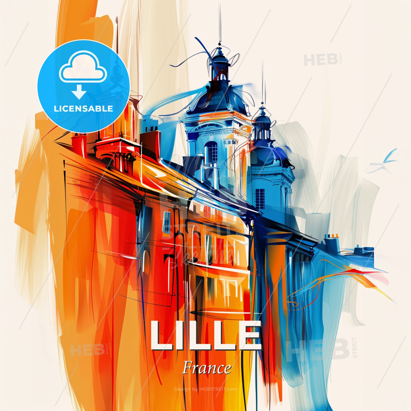 Vibrant Lille, France - A Painting Of A Building - Square format print template
