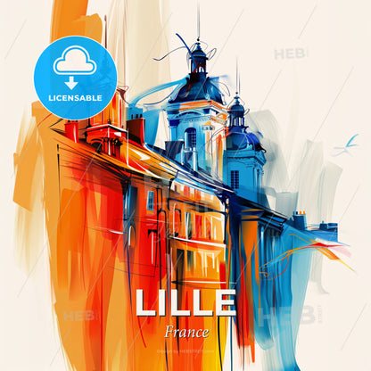 Vibrant Lille, France - A Painting Of A Building - Square format print template