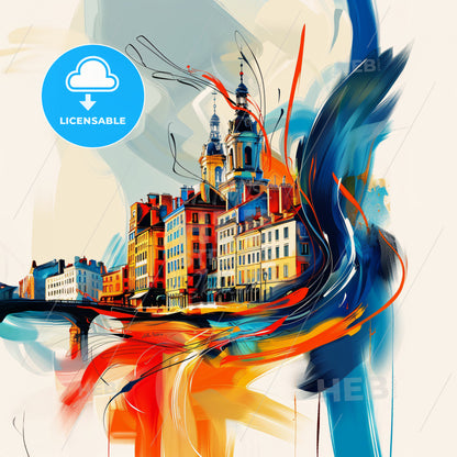 Vibrant Lille, France - A Colorful Painting Of A City