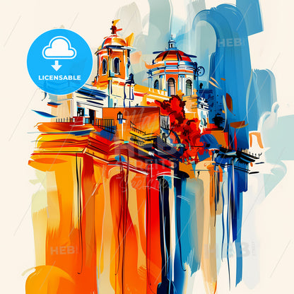 Vibrant Lima, Peru - A Painting Of A Building