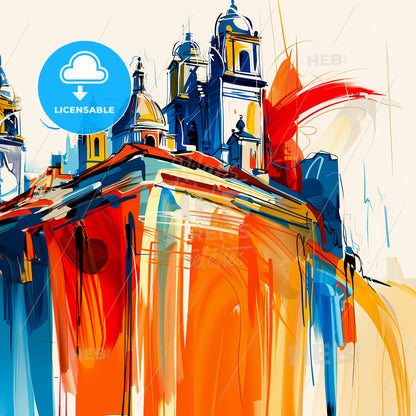 Vibrant Lima, Peru - A Colorful Painting Of A Building