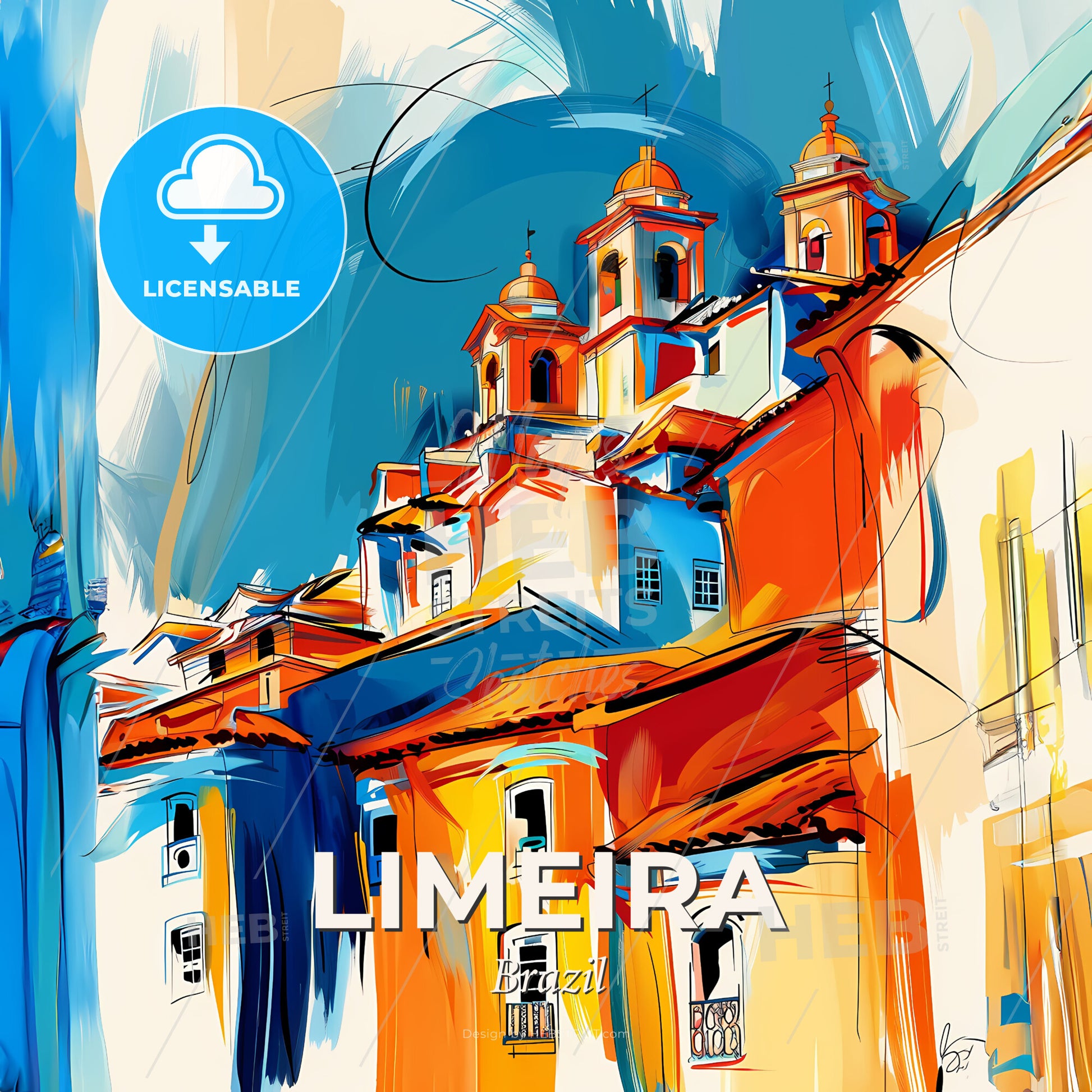 Vibrant Limeira, Brazil - A Colorful Building With Towers - Square format print template