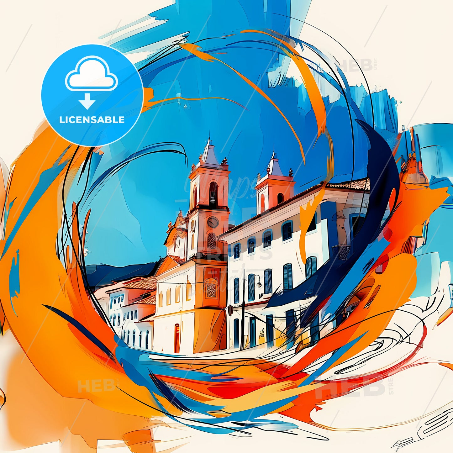 Vibrant Limeira, Brazil - A Building With A Tower And Orange And Blue Circle