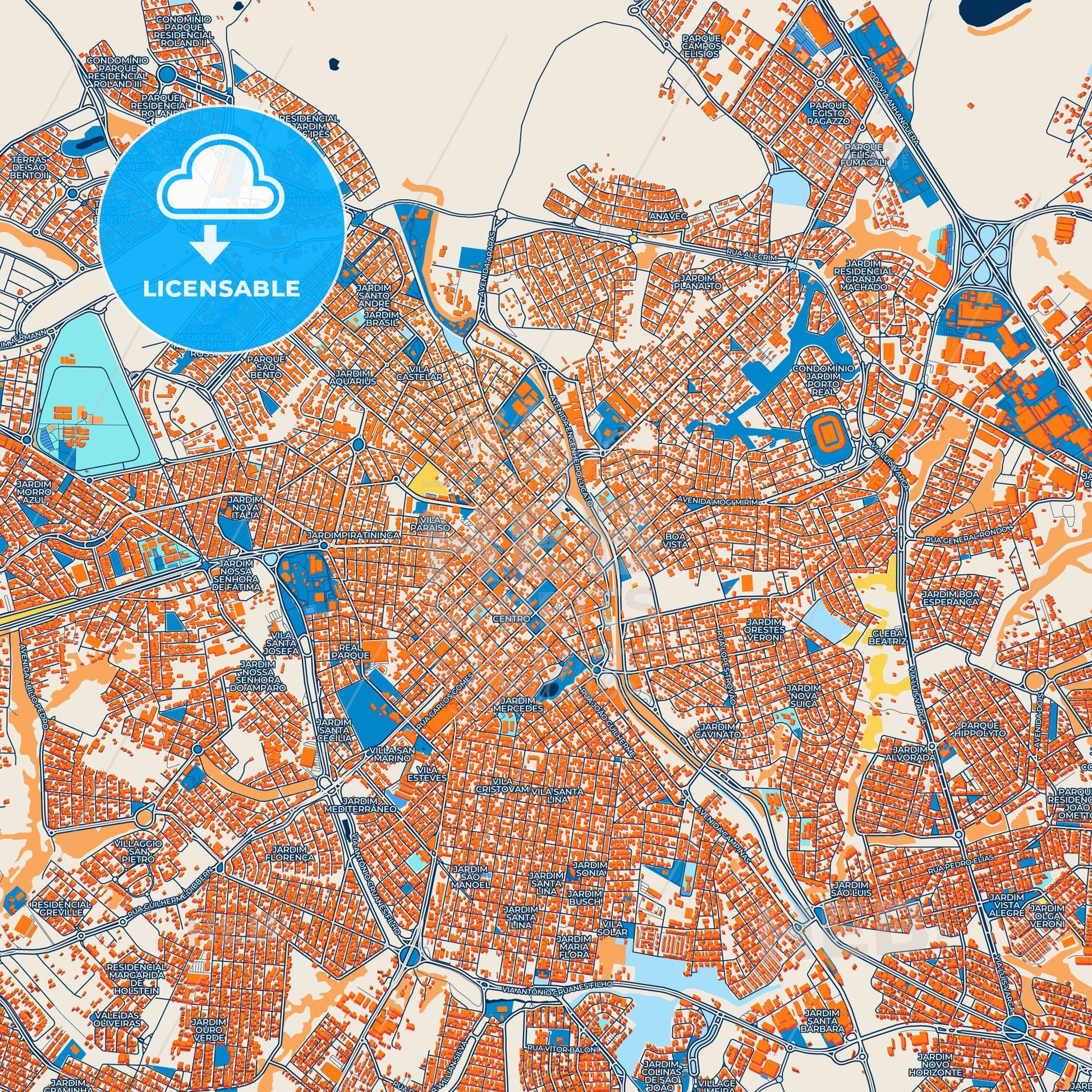 Colorful Limeira Street Map with Labels and Buildings