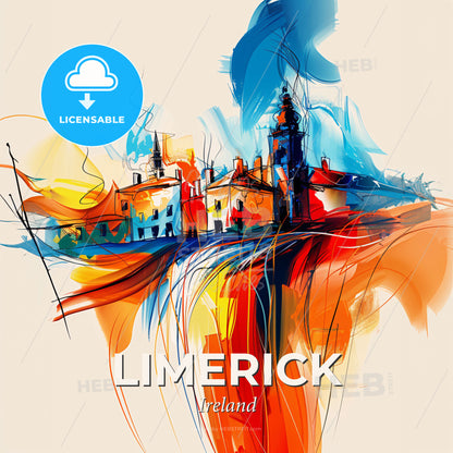 Vibrant Limerick, Ireland - A Colorful Painting Of Buildings - Square format print template