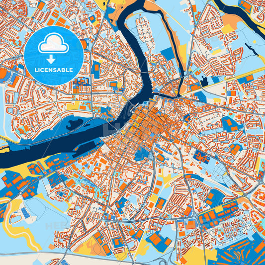 Colorful Limerick Street Map with Labels and Buildings