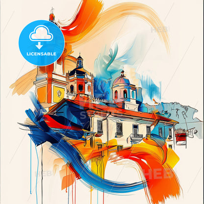 Vibrant Limón, Costa Rica - A Painting Of A Building