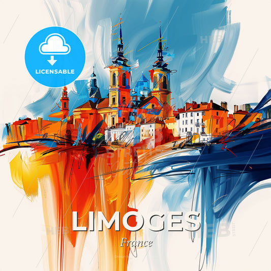 Vibrant Limoges, France - A Painting Of A City - Square format print template