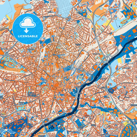 Colorful Limoges Street Map with Labels and Buildings