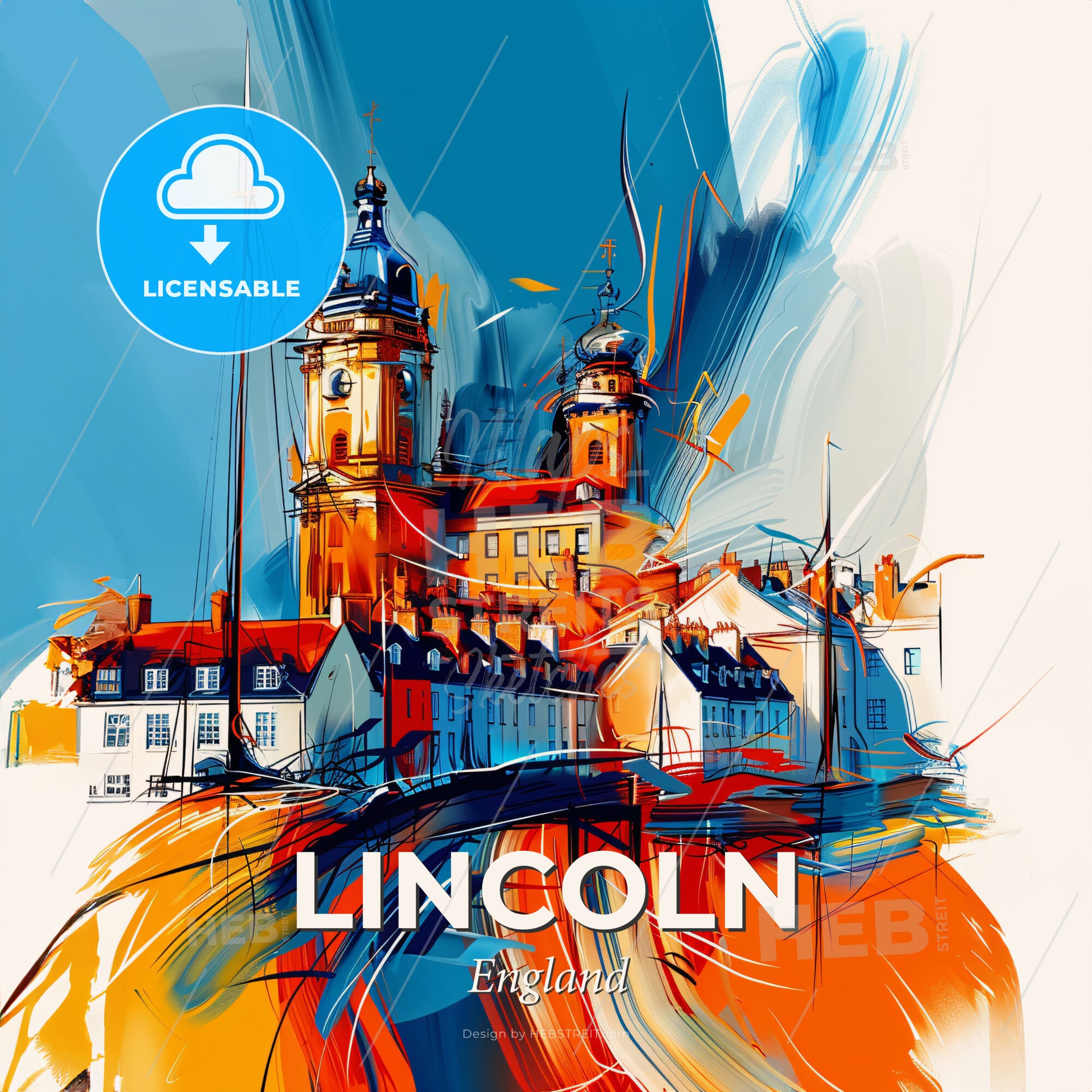 Vibrant Lincoln, England - A Painting Of A Building - Square format print template