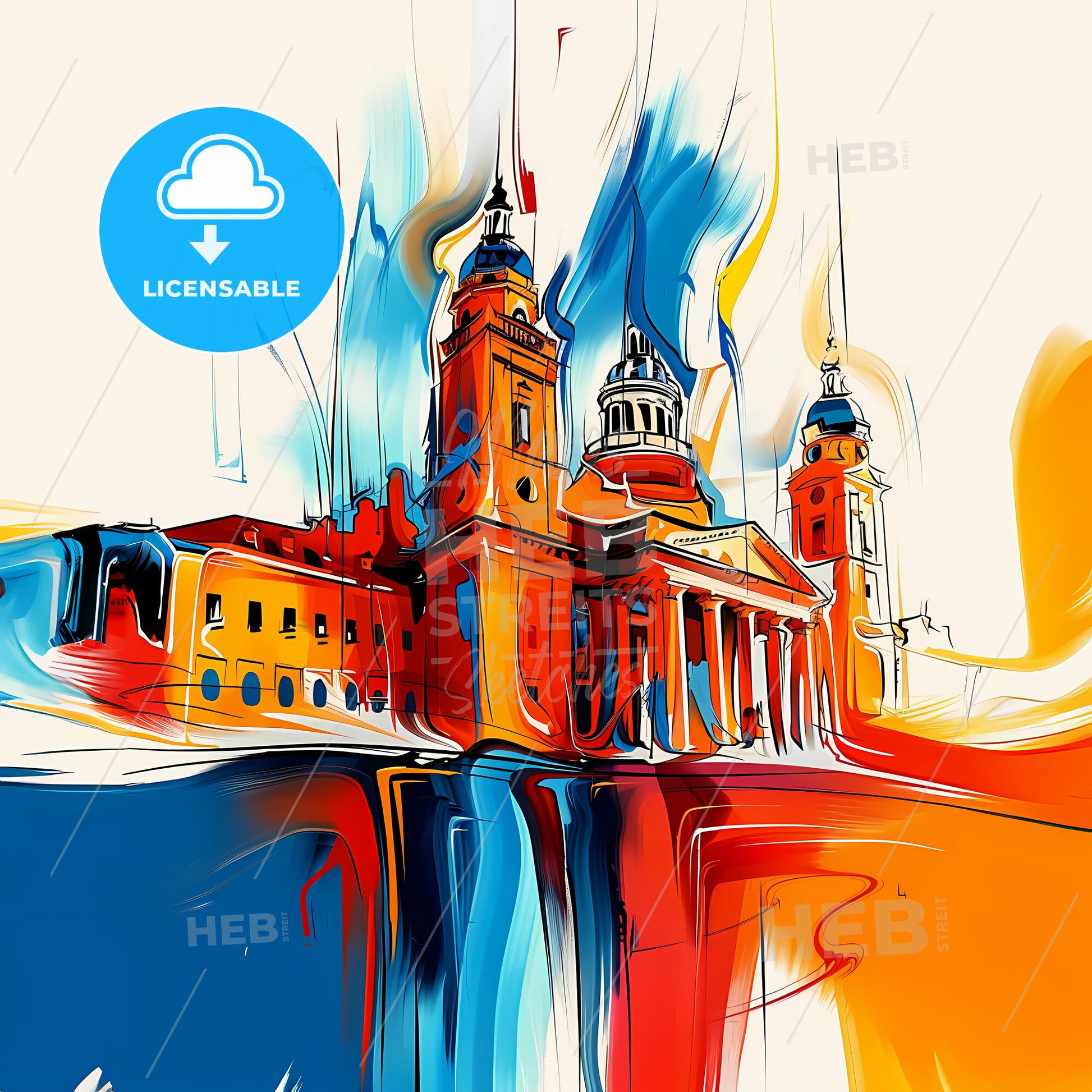 Vibrant Lincoln, Nebraska - A Colorful Painting Of A Building