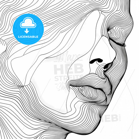 Abstract Line Art Portrait: Vibrant, Hand-Painted Flower Arrangement on Pure White Background, Ultra High Resolution