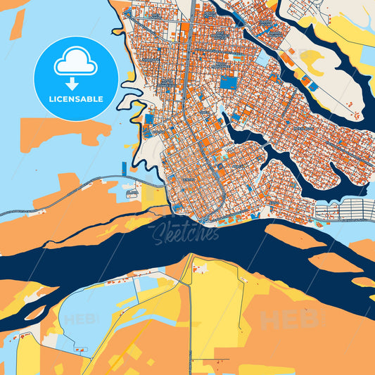 Colorful Linhares Street Map with Labels and Buildings