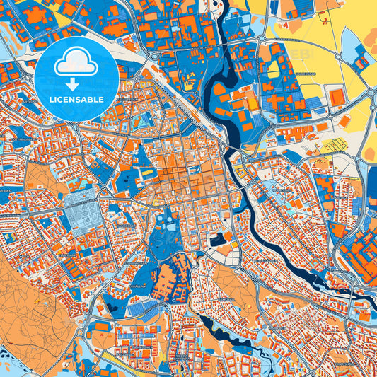 Colorful Linköping Street Map with Labels and Buildings