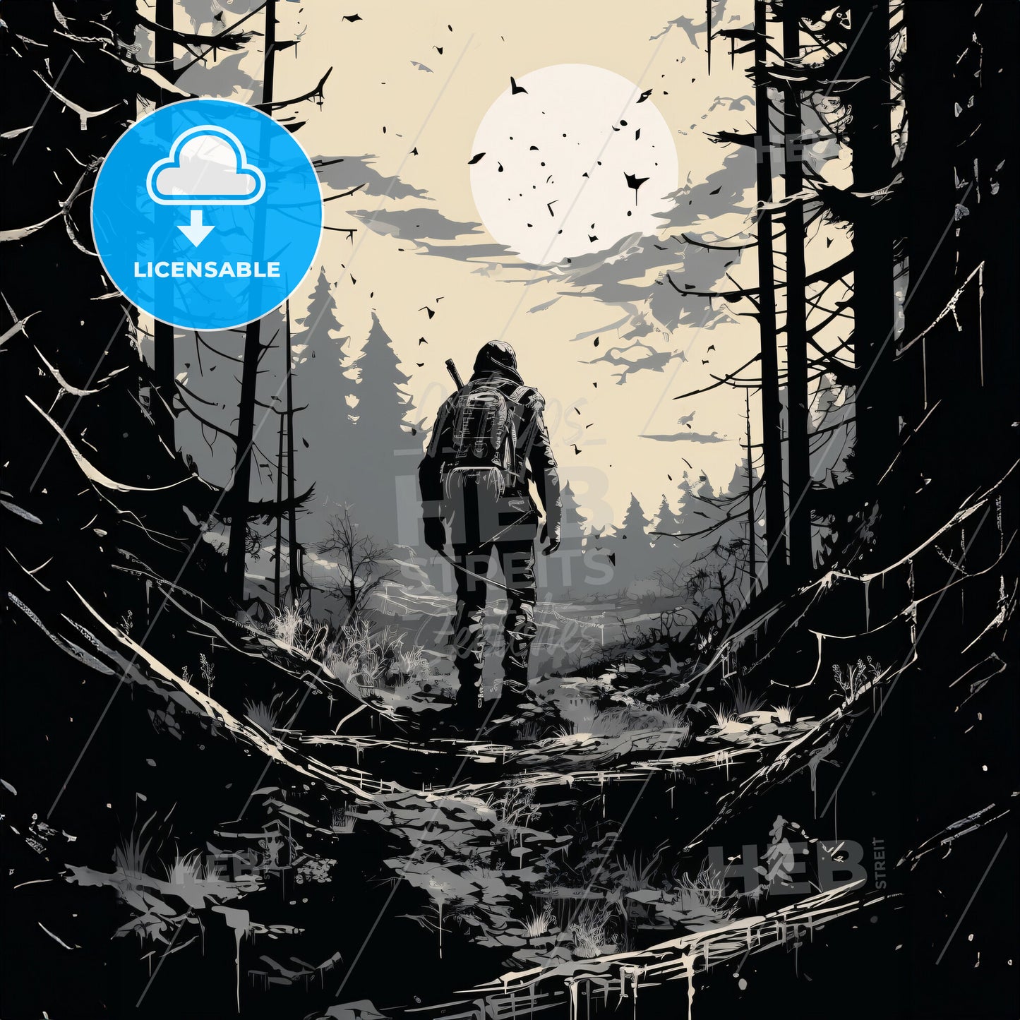 A Man Walking In A Forest