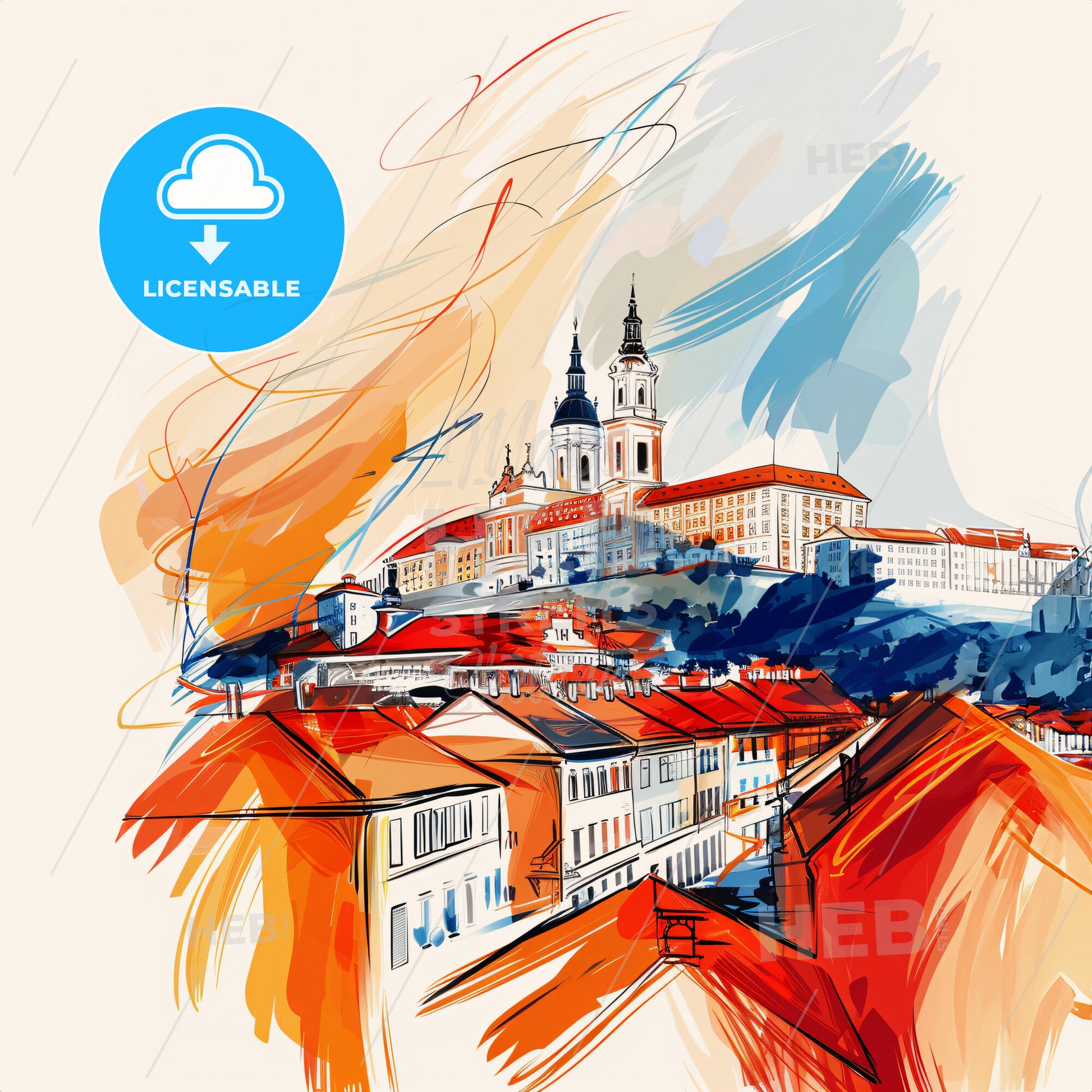 Vibrant Linz, Austria - A Drawing Of A City