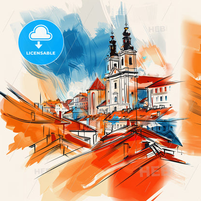 Vibrant Linz, Austria - A Painting Of A City