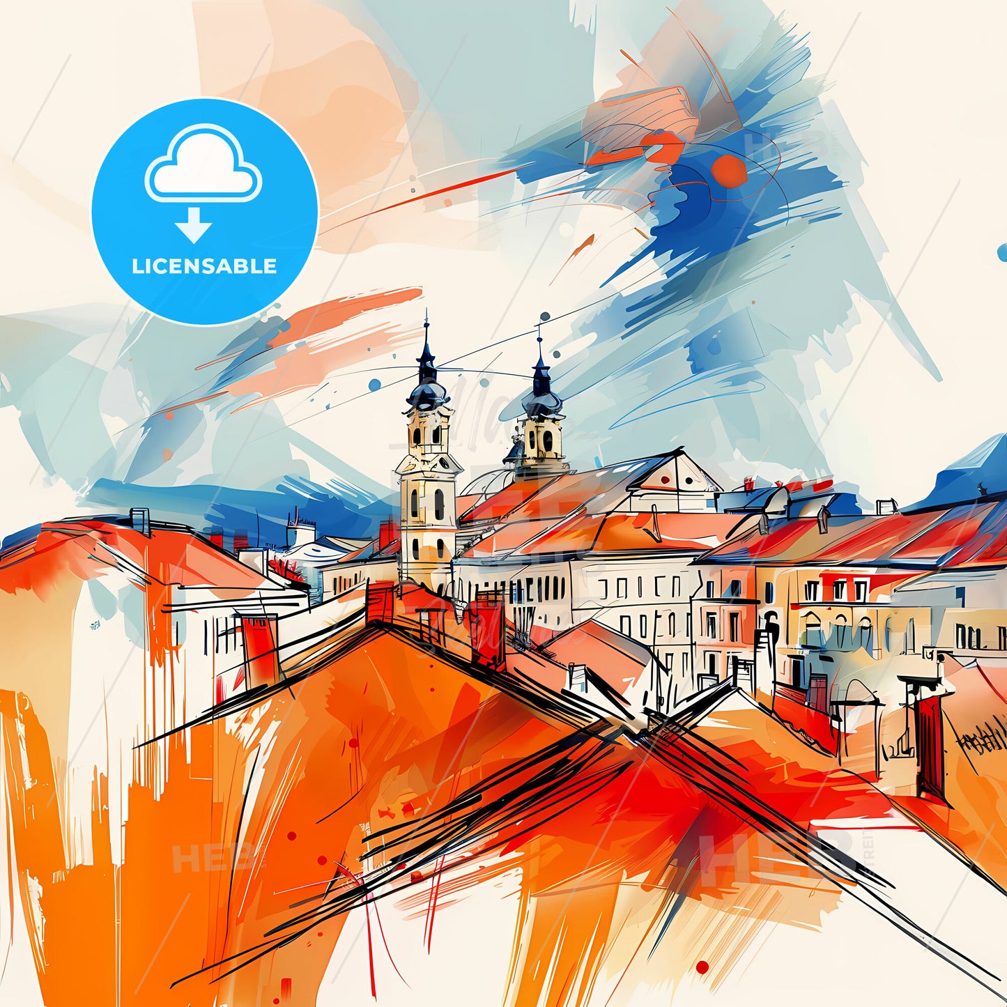 Vibrant Linz, Austria - A Painting Of A City