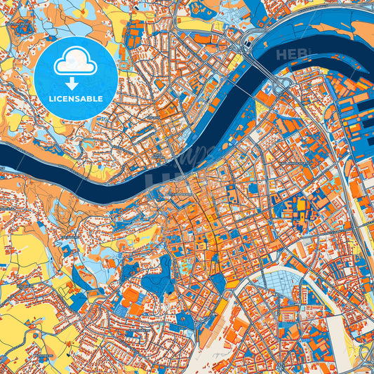 Colorful Linz Street Map with Labels and Buildings
