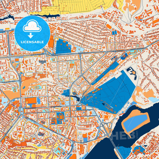 Colorful Lipetsk Street Map with Labels and Buildings