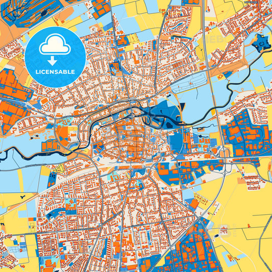 Colorful Lippstadt Street Map with Labels and Buildings