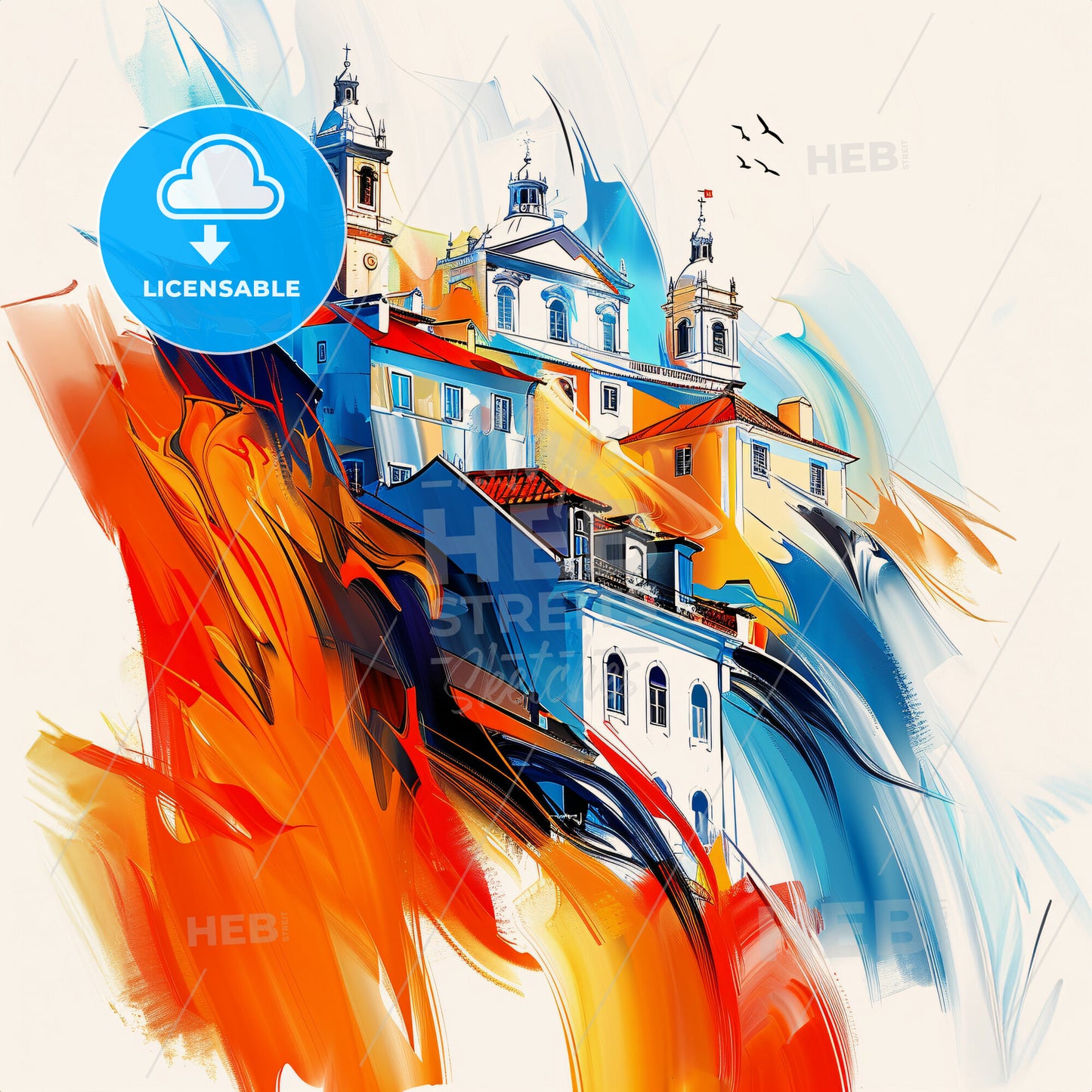 Vibrant Lisbon, Portugal - A Colorful Painting Of Buildings