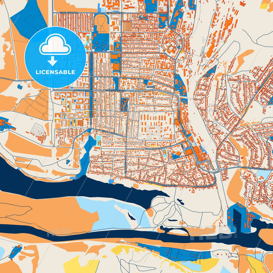 Colorful Liski Street Map with Labels and Buildings