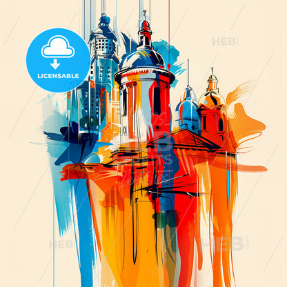 Vibrant Little Rock, Arkansas - A Colorful Painting Of Buildings