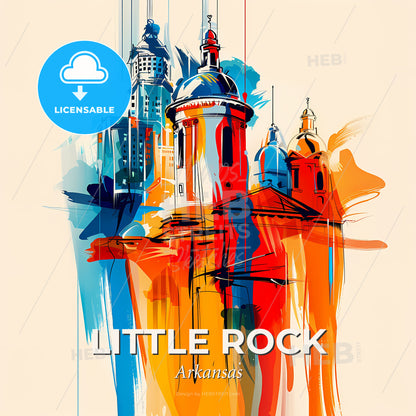 Vibrant Little Rock, Arkansas - A Colorful Painting Of Buildings - Square format print template