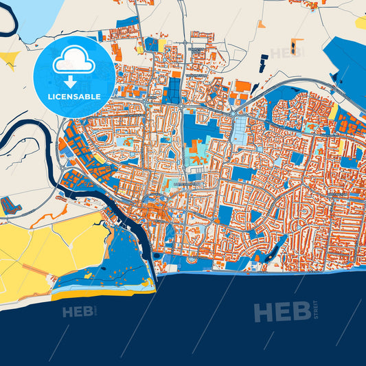 Colorful Littlehampton Street Map with Labels and Buildings