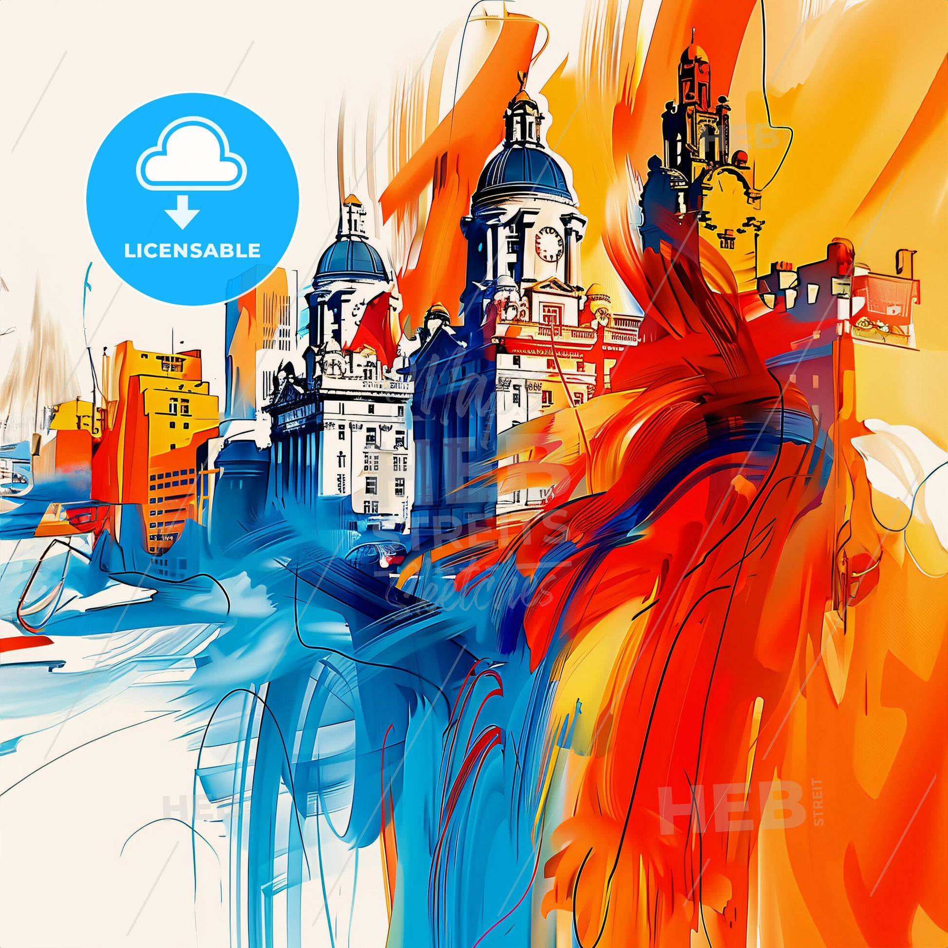 Vibrant Liverpool, England - A Colorful Painting Of A City