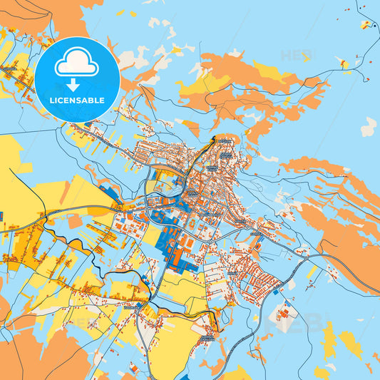 Colorful Livno Street Map with Labels and Buildings
