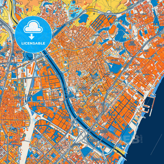 Colorful Llefià Street Map with Labels and Buildings